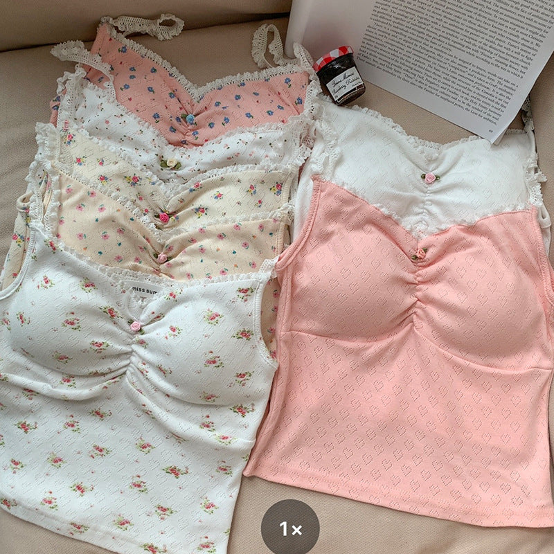 Fashion Stitching V-neck Sling Vest Women