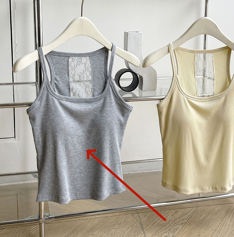 Irregular Back Backless Lace Stitching Small Sling