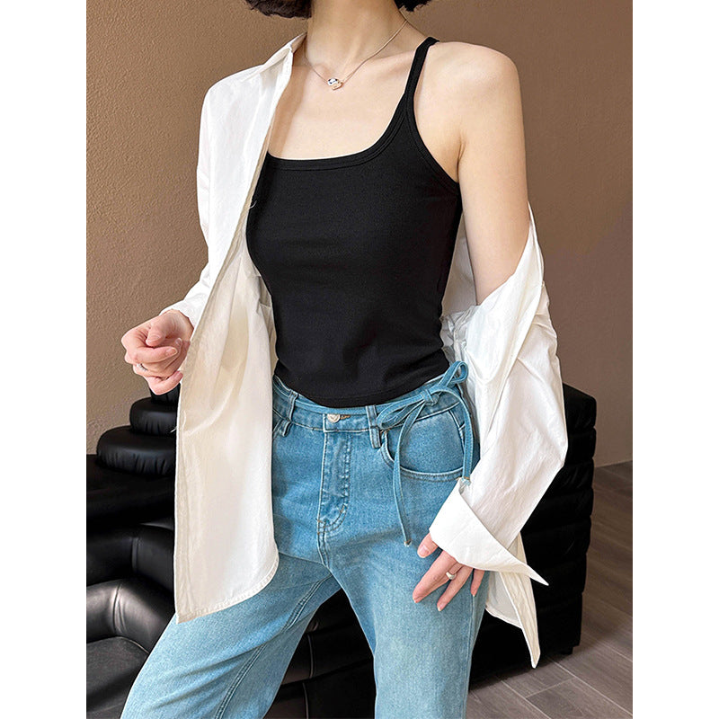 Irregular Back Backless Lace Stitching Small Sling