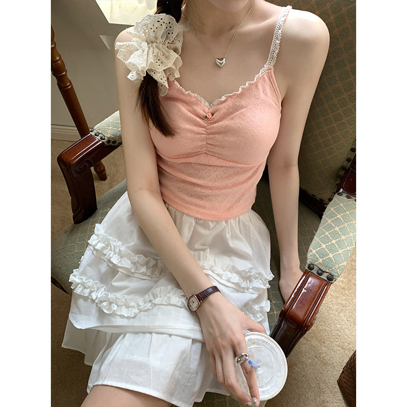 Fashion Stitching V-neck Sling Vest Women