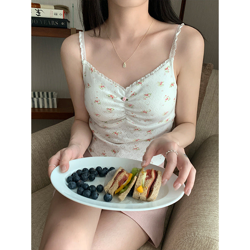 Fashion Stitching V-neck Sling Vest Women