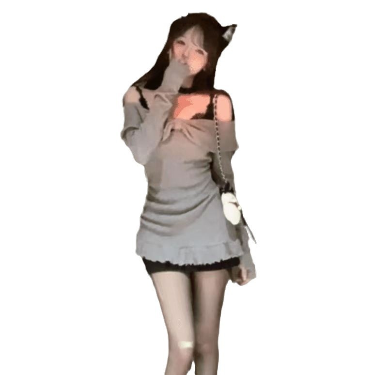 Pure Desire Style Sling Dress Gray Bow