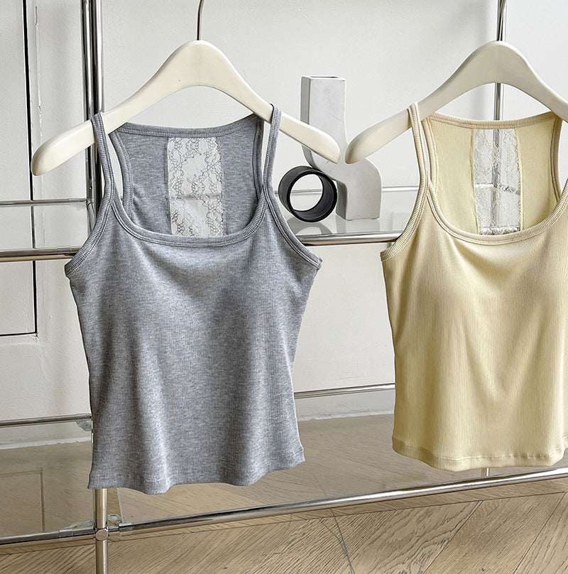 Irregular Back Backless Lace Stitching Small Sling